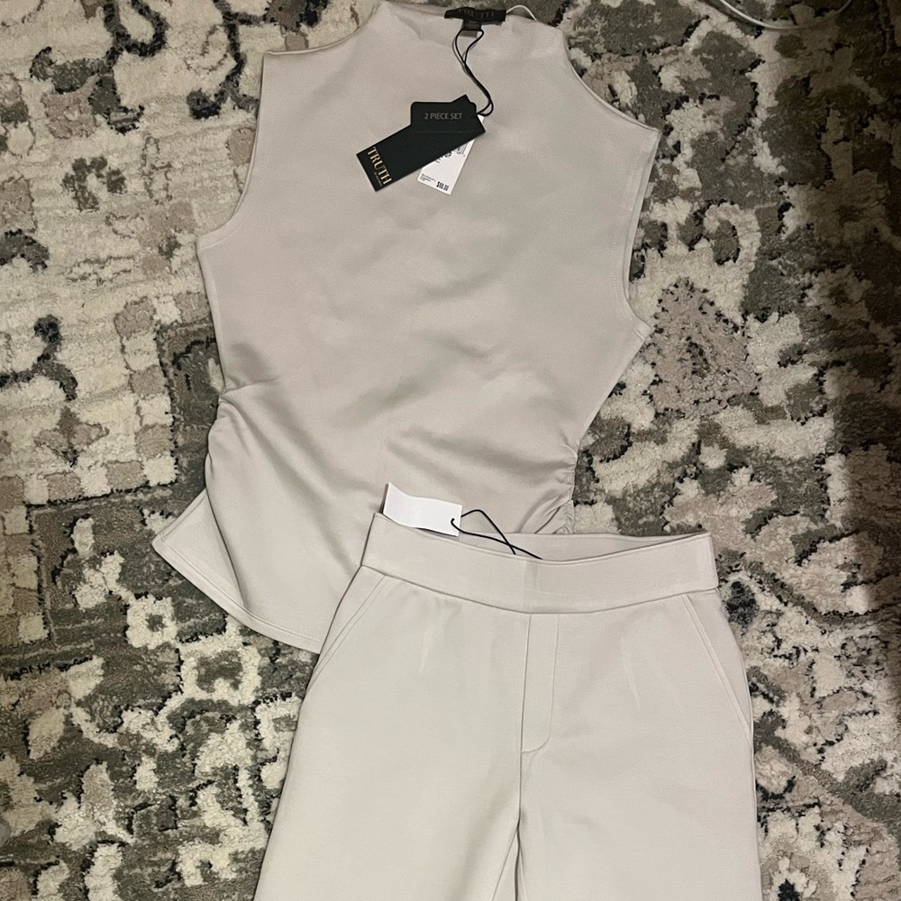 Truth Cream Wide Leg Pants & Jumpsuit Set
